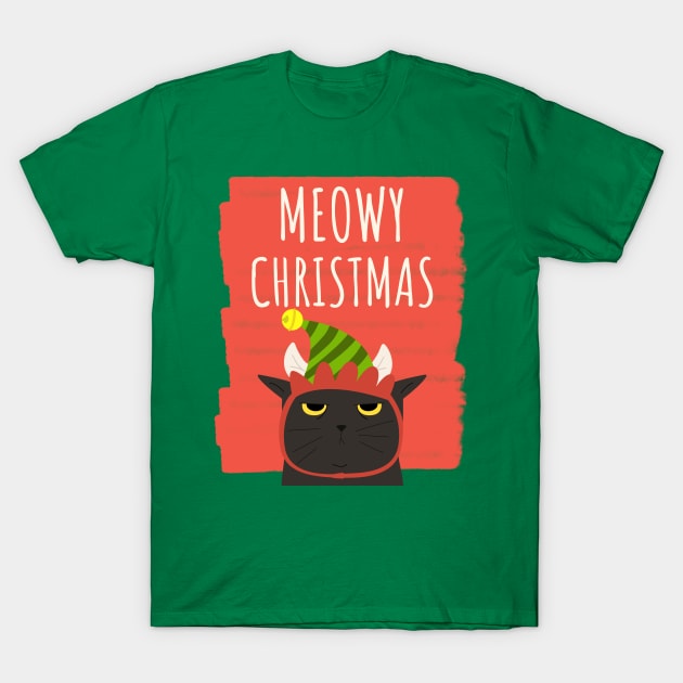 Funny Cat Merry Christmas Holiday T-Shirt by XOZ